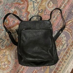 Black Italian Leather Backpack